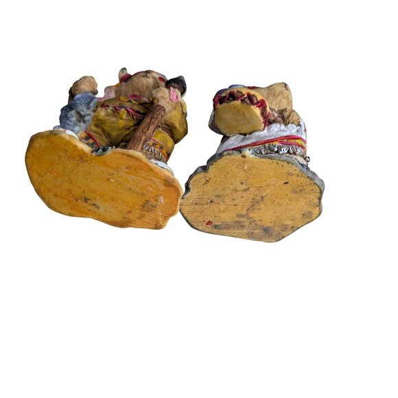 Native American-Inspired Bear Figurines Set Hand-Painted Resin Tribal Outfit Det - Picture 6 of 7